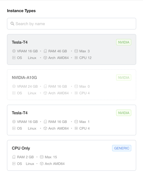 Screenshot: the CPU Only card's Max drops after disabling the CPU-only type on a node