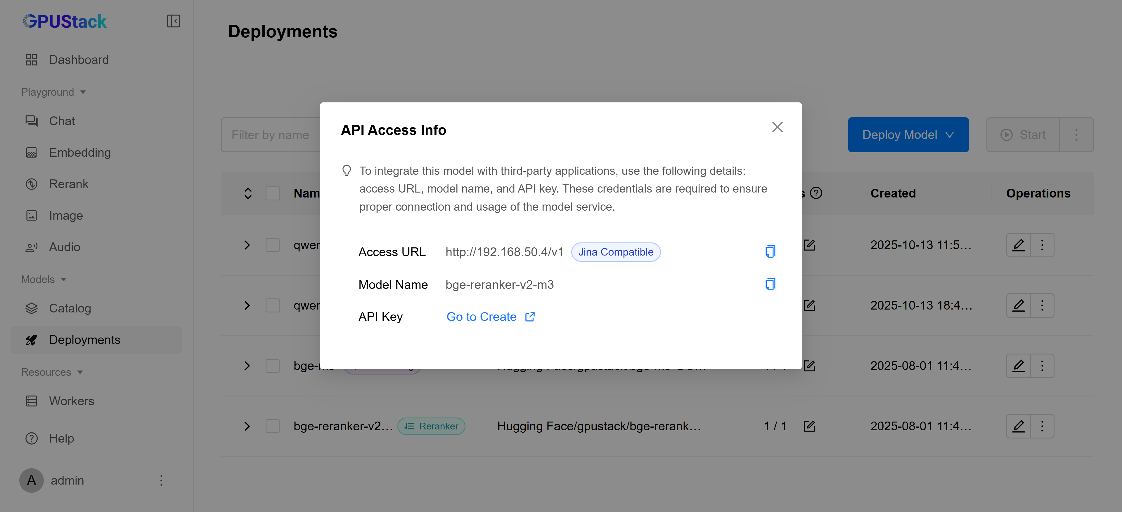 Информация о доступе к API